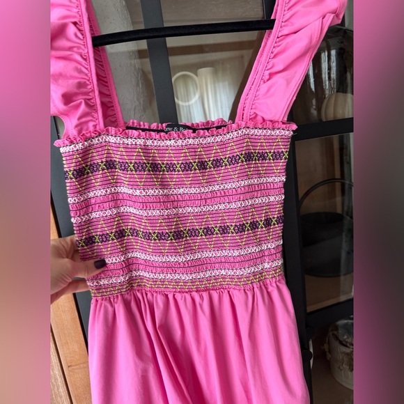 Strut & Bolt smocked maxi dress tiered ruffles flutter embroidered stitching nap - Picture 5 of 9